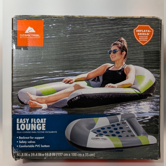 Ozark Trail Inflatable Lounge Chair Float - Gray and Green - Picture 1 of 6